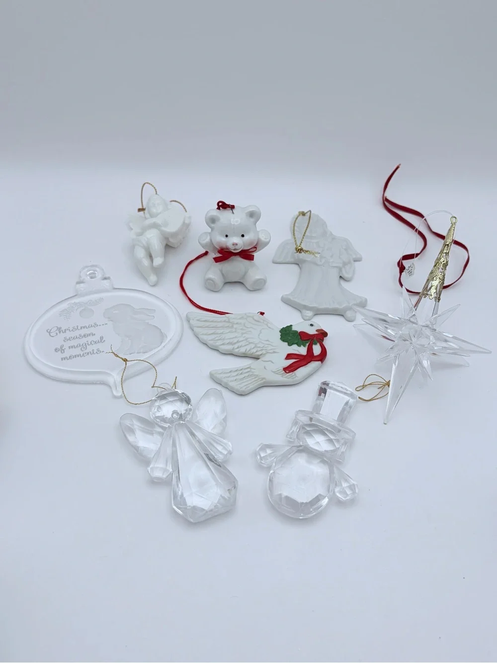Vintage Assorted Ceramic and Acrylic Christmas Ornaments (See below for details)